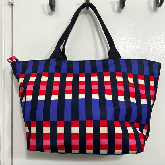 Kate Spade New York Multicolor Top Zip Geometric Nylon Lightweight Tote Bag - Picture 2 of 10